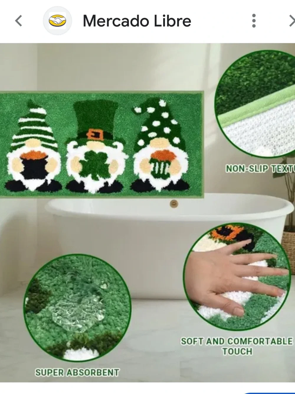 Vanleonet St Patricks Day Rug, Gnome Decorations St Patricks Day Mat for Bathroo